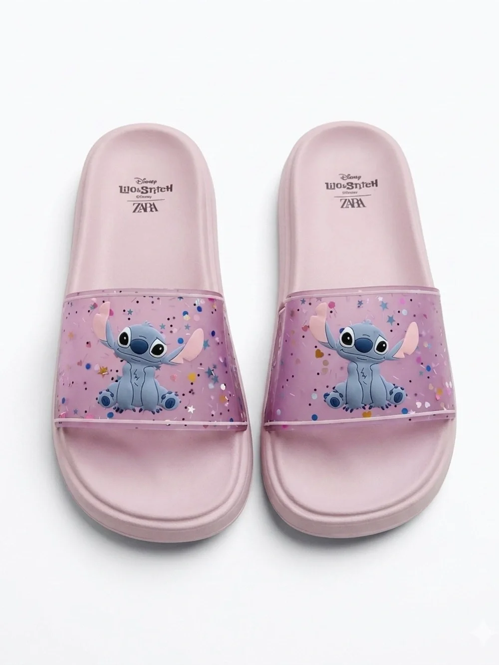 Zara Kids Light Pink Stitch Slide Sandals